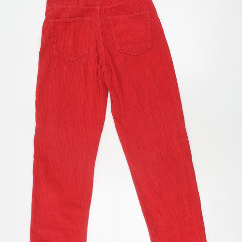 Bershka Women's Red Mom Jeans, Size 6 Cotton Corduroy