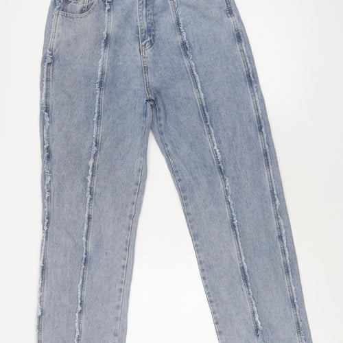 See See Women's Blue Straight Distressed Jeans Size 14