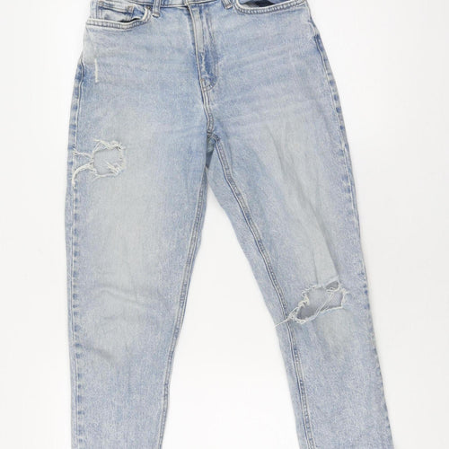 New Look Women's Blue Mom Jeans Size 8 Distressed