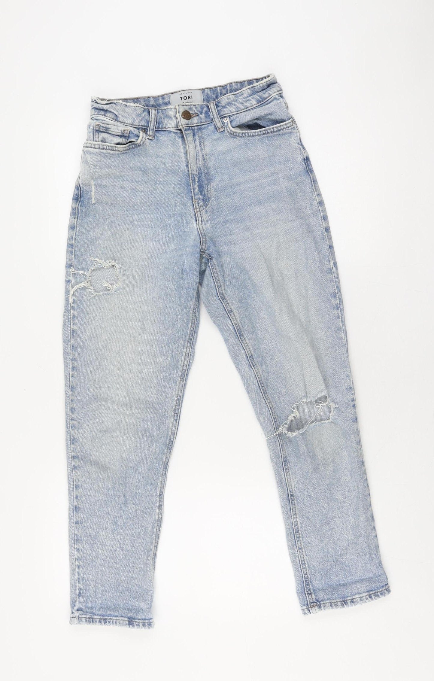 New Look Women's Blue Mom Jeans Size 8 Distressed