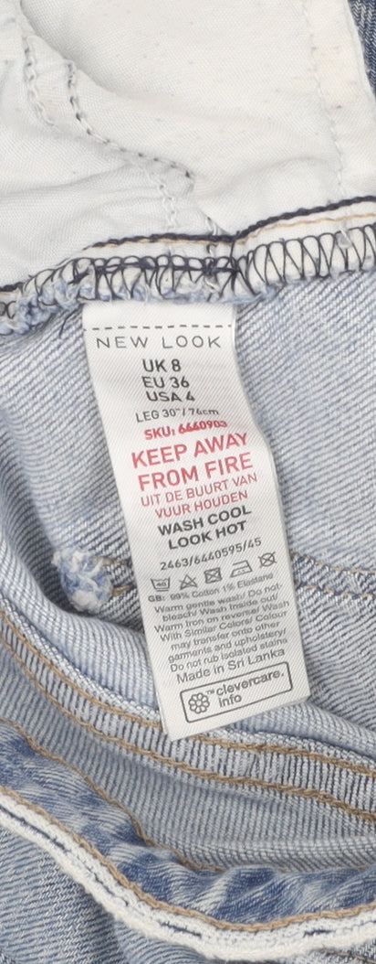 New Look Women's Blue Mom Jeans Size 8 Distressed