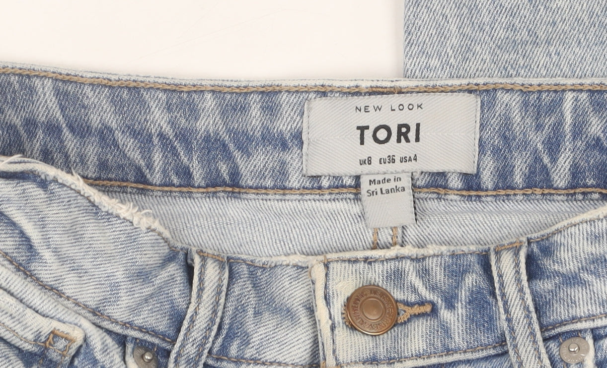 New Look Women's Blue Mom Jeans Size 8 Distressed