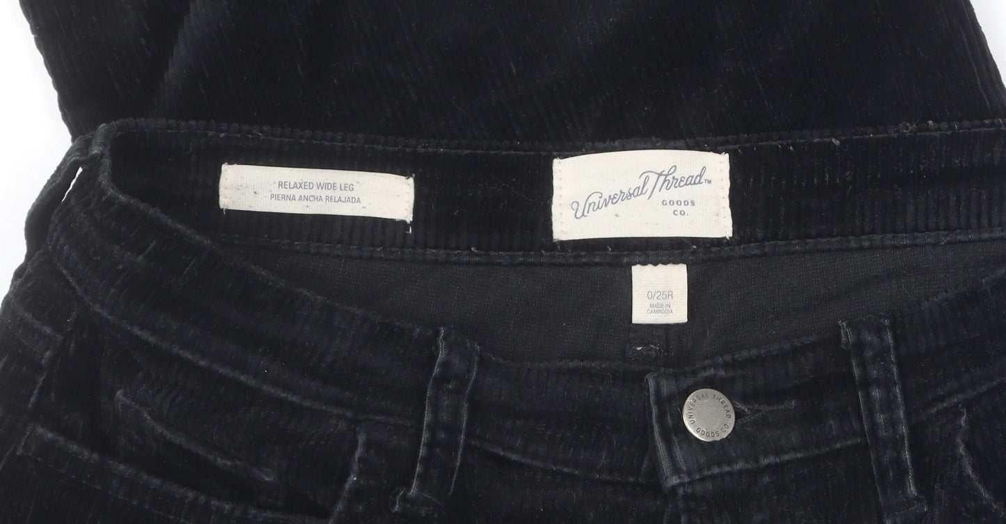 Universal Thread Women's Black Corduroy Trousers, Size 0