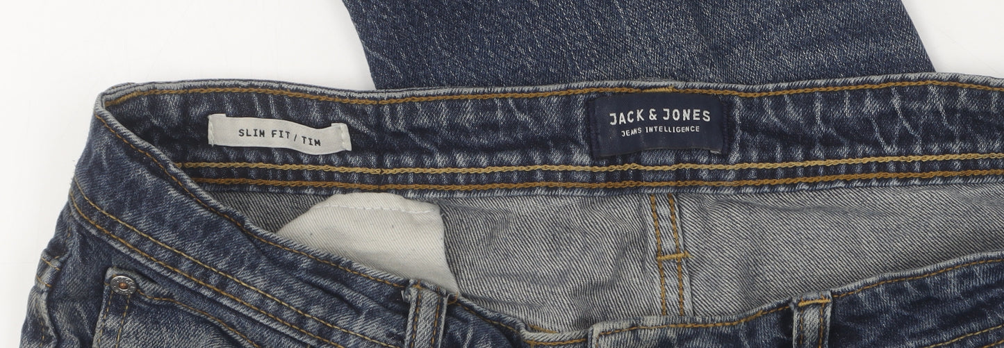 Jack & Jones Men's Slim Fit Blue Denim Jeans Size 32