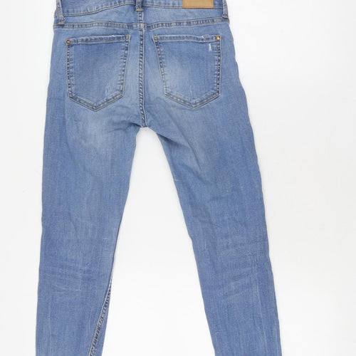 Bershka Girls Blue Skinny Ripped Jeans Size 10
