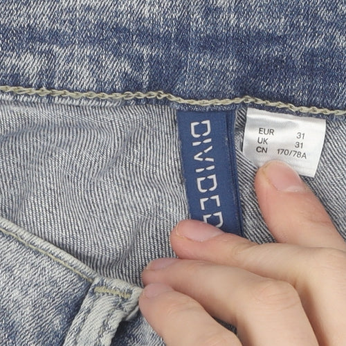H&M Women's Blue Distressed Straight Jeans - Size 31