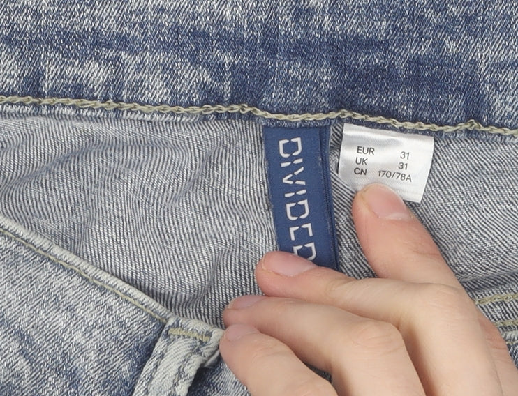 H&M Women's Blue Distressed Straight Jeans - Size 31