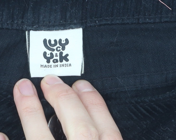 Lucy & Yak Unisex Black Corduroy Trousers Size 36
