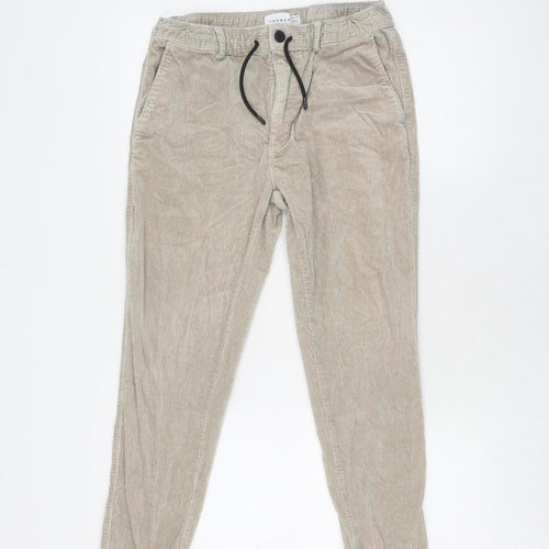 Topman Beige Jogger Trousers, Size 34, Men's Casual Corduroy