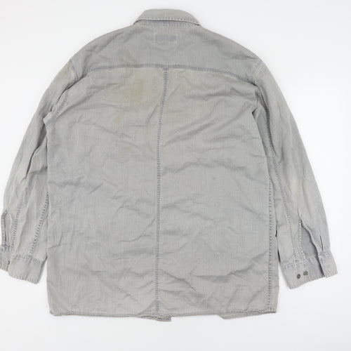 C&A Men's Grey Regular Fit Button-Up Shirt L