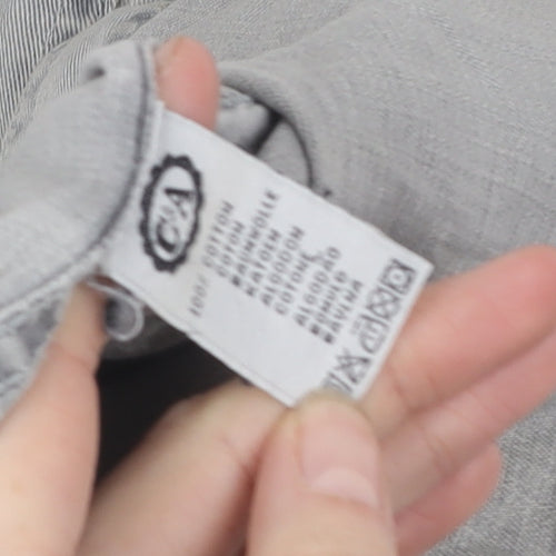 C&A Men's Grey Regular Fit Button-Up Shirt L