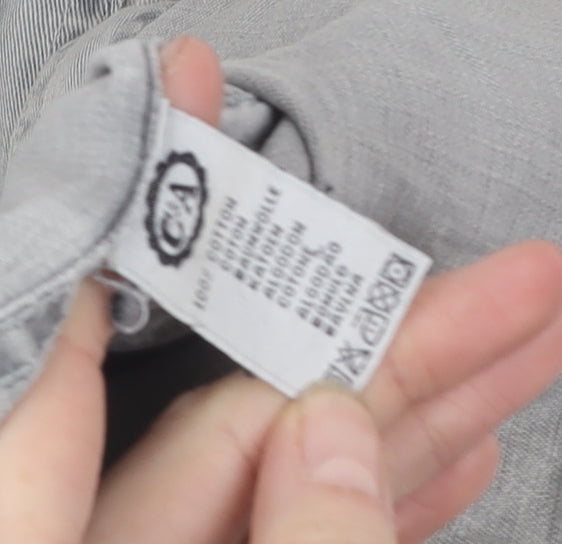 C&A Men's Grey Regular Fit Button-Up Shirt L