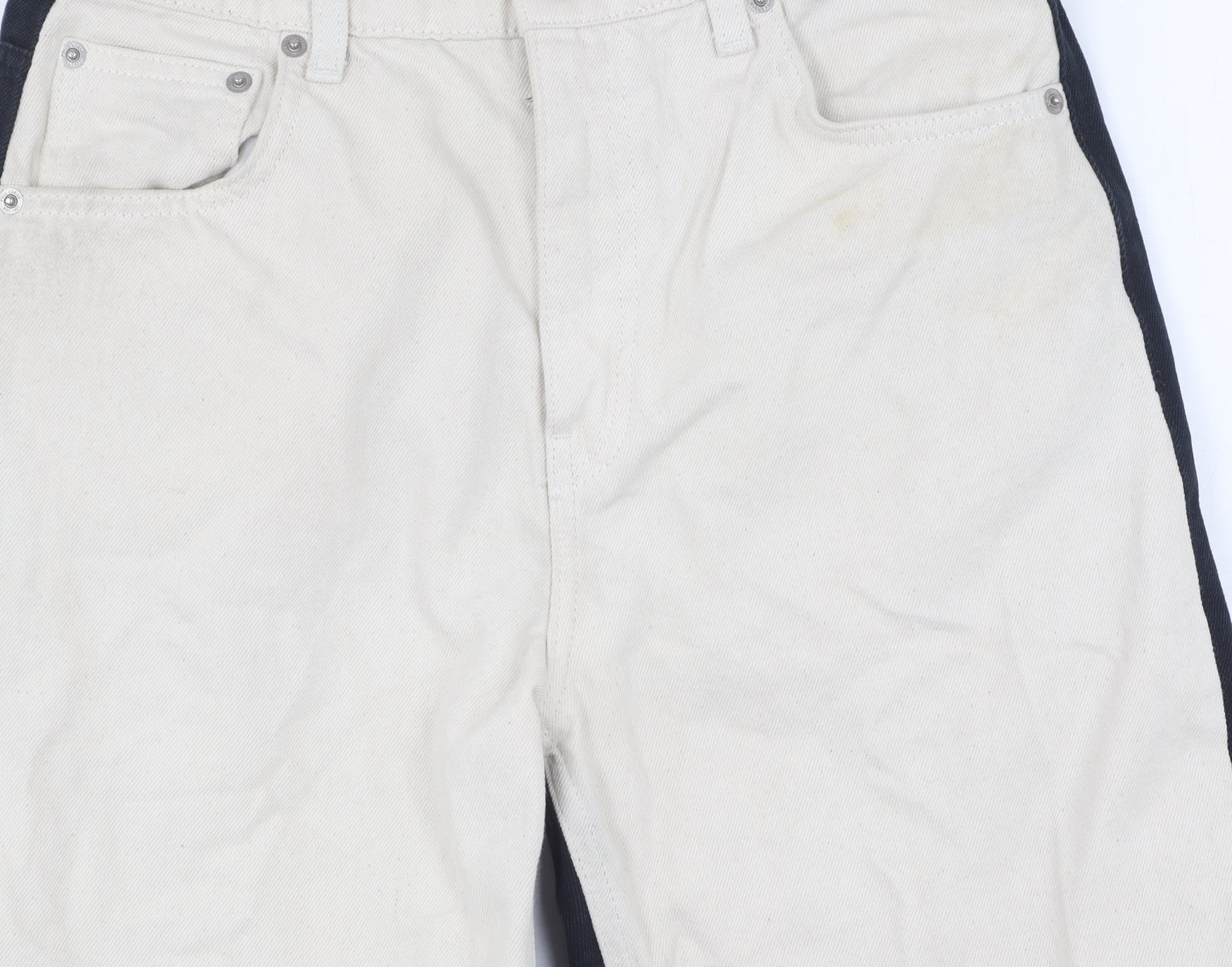 Pull&Bear Women's Black Beige Straight Jeans, Size 10