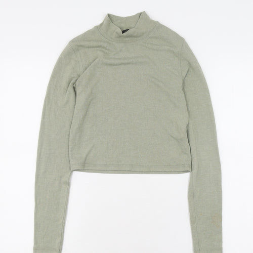 Urban Outfitters Women's Green Cropped Mock Neck Top S