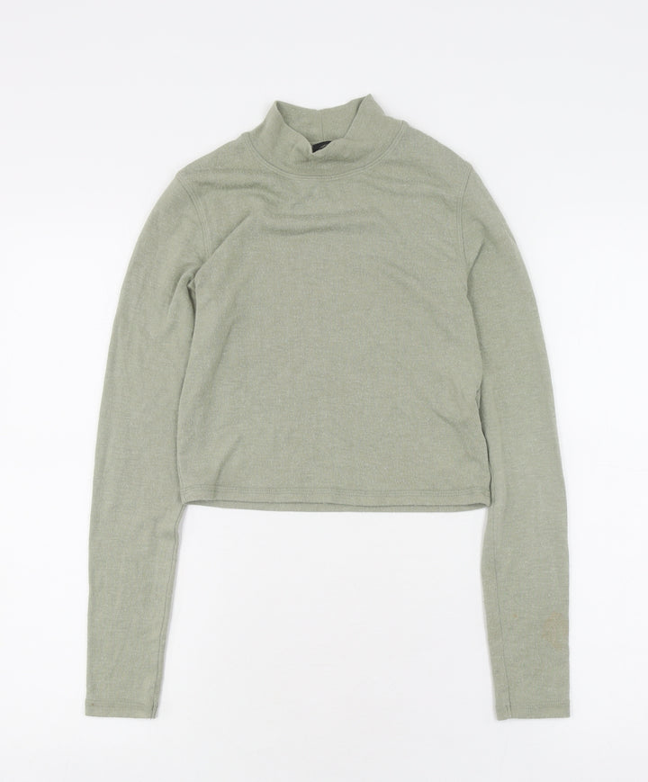 Urban Outfitters Women's Green Cropped Mock Neck Top S