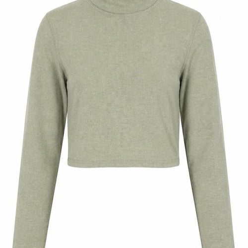 Urban Outfitters Women's Green Cropped Mock Neck Top S
