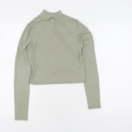 Urban Outfitters Women's Green Cropped Mock Neck Top S