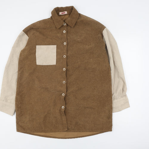 MISSPAP Women's Brown Button-Up Corduroy Shirt