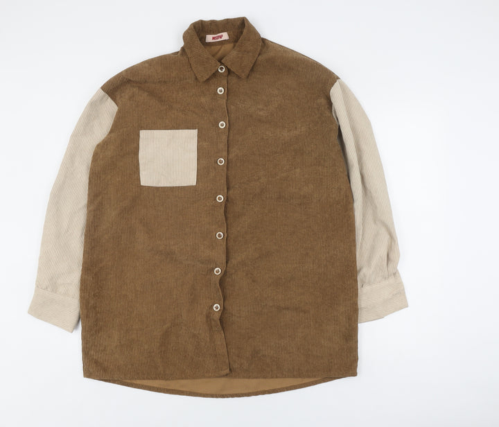 MISSPAP Women's Brown Button-Up Corduroy Shirt