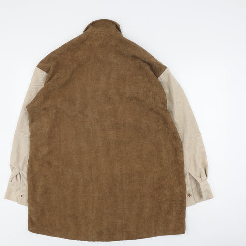 MISSPAP Women's Brown Button-Up Corduroy Shirt