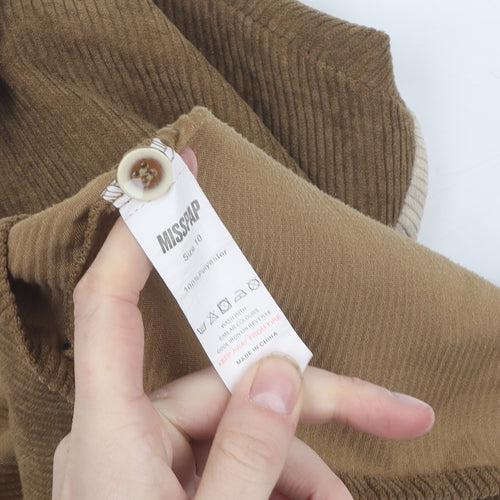 MISSPAP Women's Brown Button-Up Corduroy Shirt