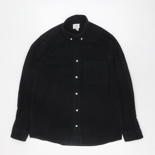 H&M Men's Black Regular Fit Button-Up Shirt M