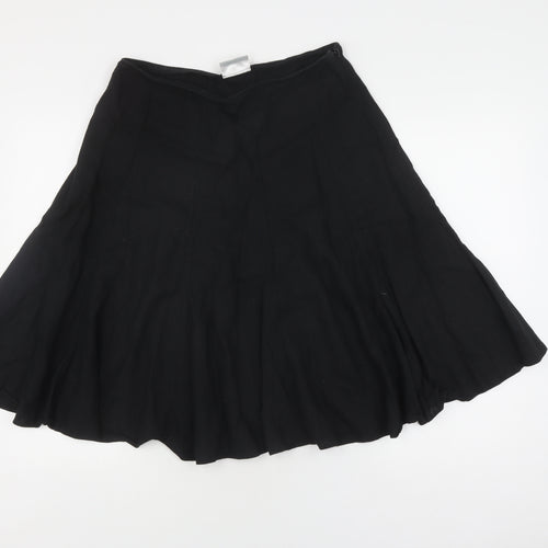 Wallis Women's Flared Black Midi Skirt Size 14