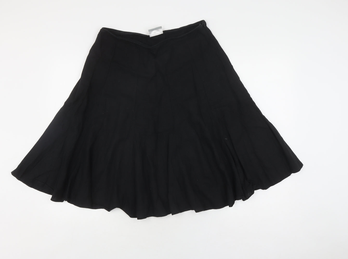 Wallis Women's Flared Black Midi Skirt Size 14