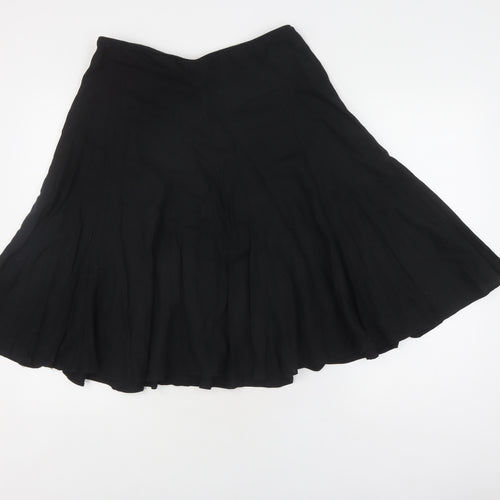 Wallis Women's Flared Black Midi Skirt Size 14