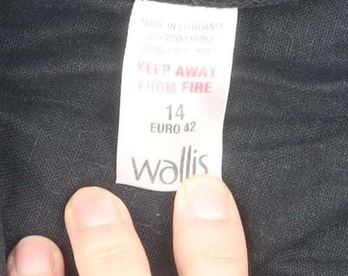 Wallis Women's Flared Black Midi Skirt Size 14