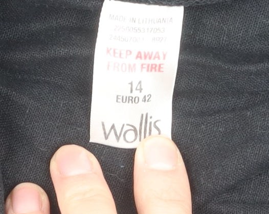 Wallis Women's Flared Black Midi Skirt Size 14