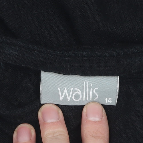 Wallis Women's Flared Black Midi Skirt Size 14