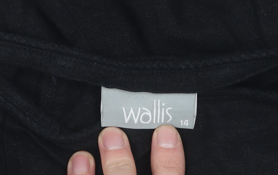 Wallis Women's Flared Black Midi Skirt Size 14