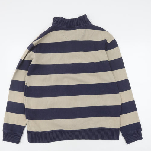 Marks and Spencer Men's Blue Medium Striped Sweatshirt