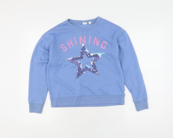 Gap Girls Blue Sequin Pullover Jumper XL