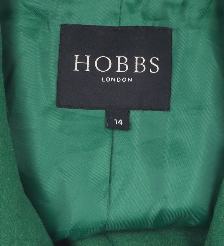 Hobbs Green Wool Cashmere Women's Coat Size 14