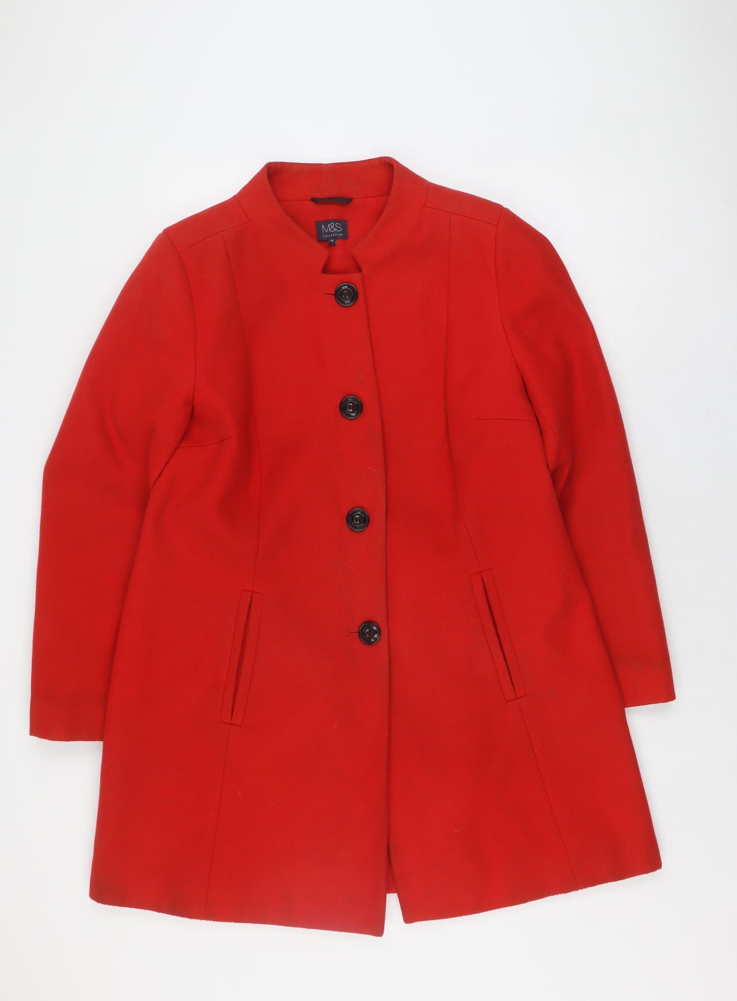 Marks and Spencer Women's Red Wool Overcoat Size 16