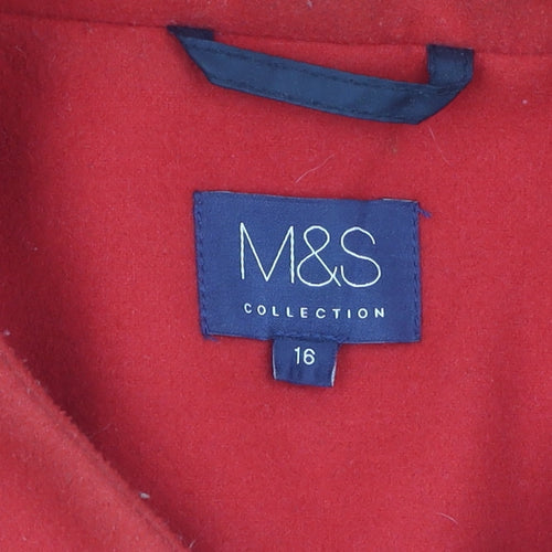 Marks and Spencer Women's Red Wool Overcoat Size 16