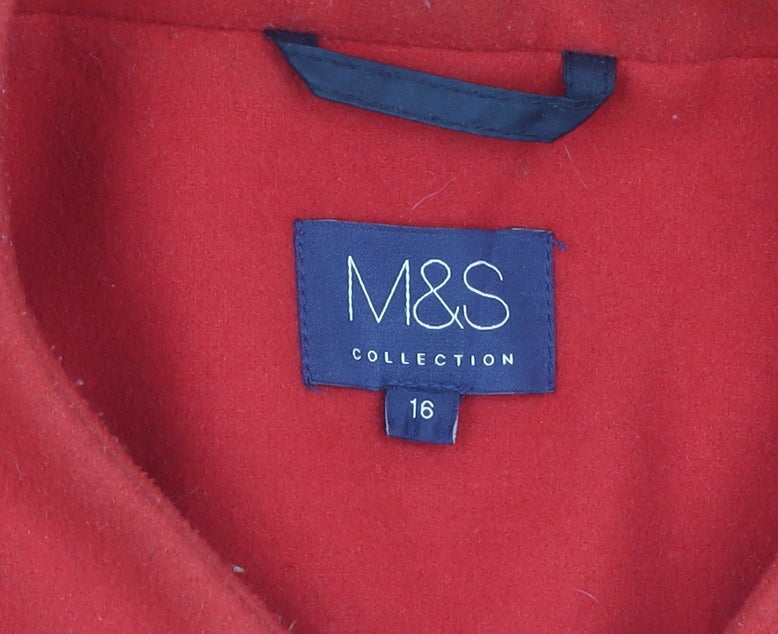 Marks and Spencer Women's Red Wool Overcoat Size 16