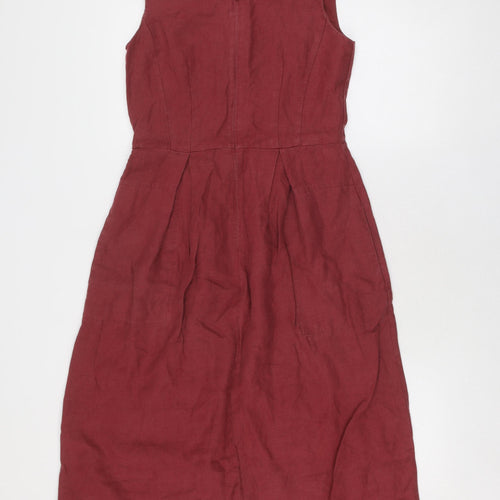 Laura Ashley Women's Red Linen Sheath Dress Size 8