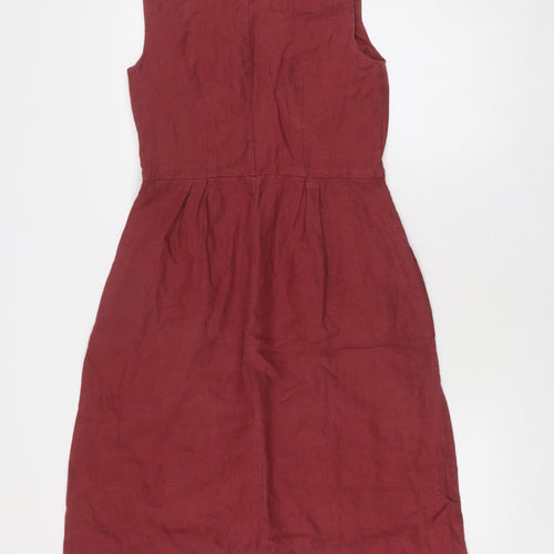 Laura Ashley Women's Red Linen Sheath Dress Size 8