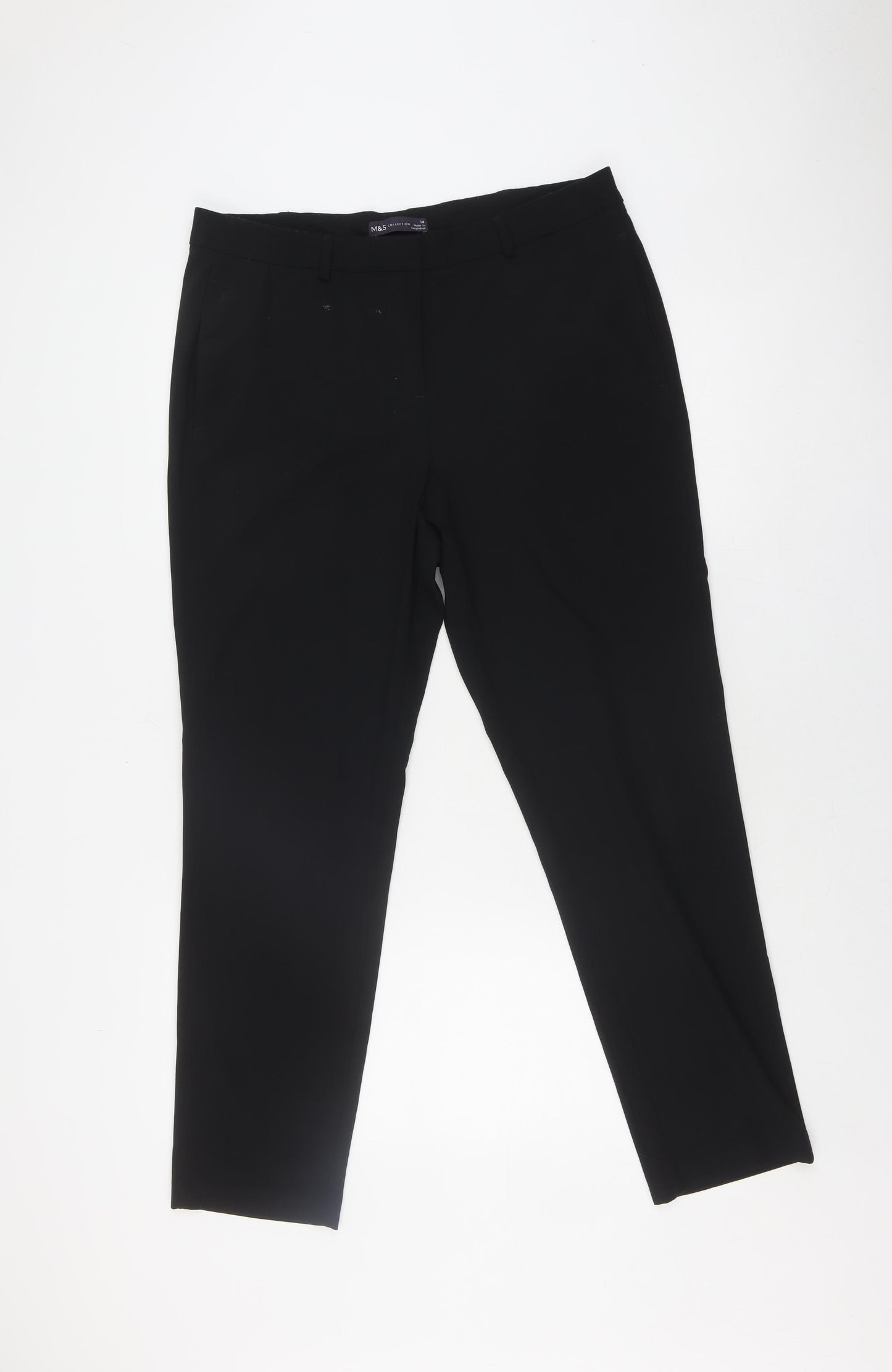 Marks and Spencer Womens Black Straight Trousers Size 14