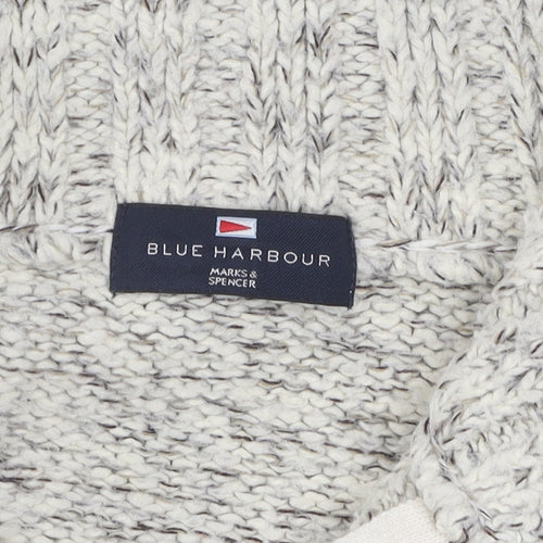 Marks and Spencer Men's XL Grey Cable-Knit Full Zip Jumper