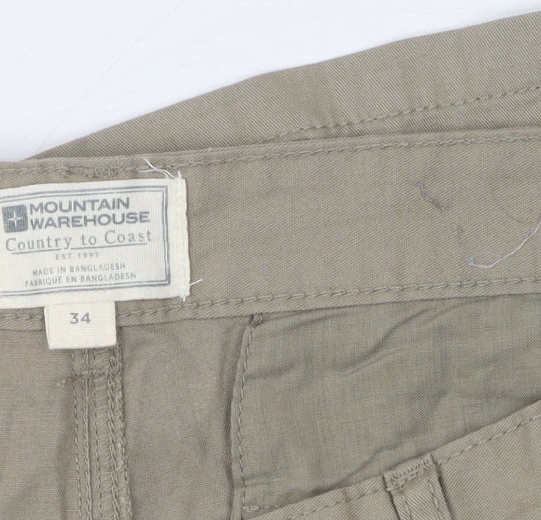 Mountain Warehouse Men's Beige Cargo Shorts Pockets Size 34