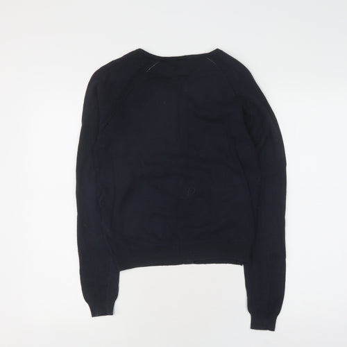 Next Women's Black Cardigan Size 8 Cotton Crew Neck