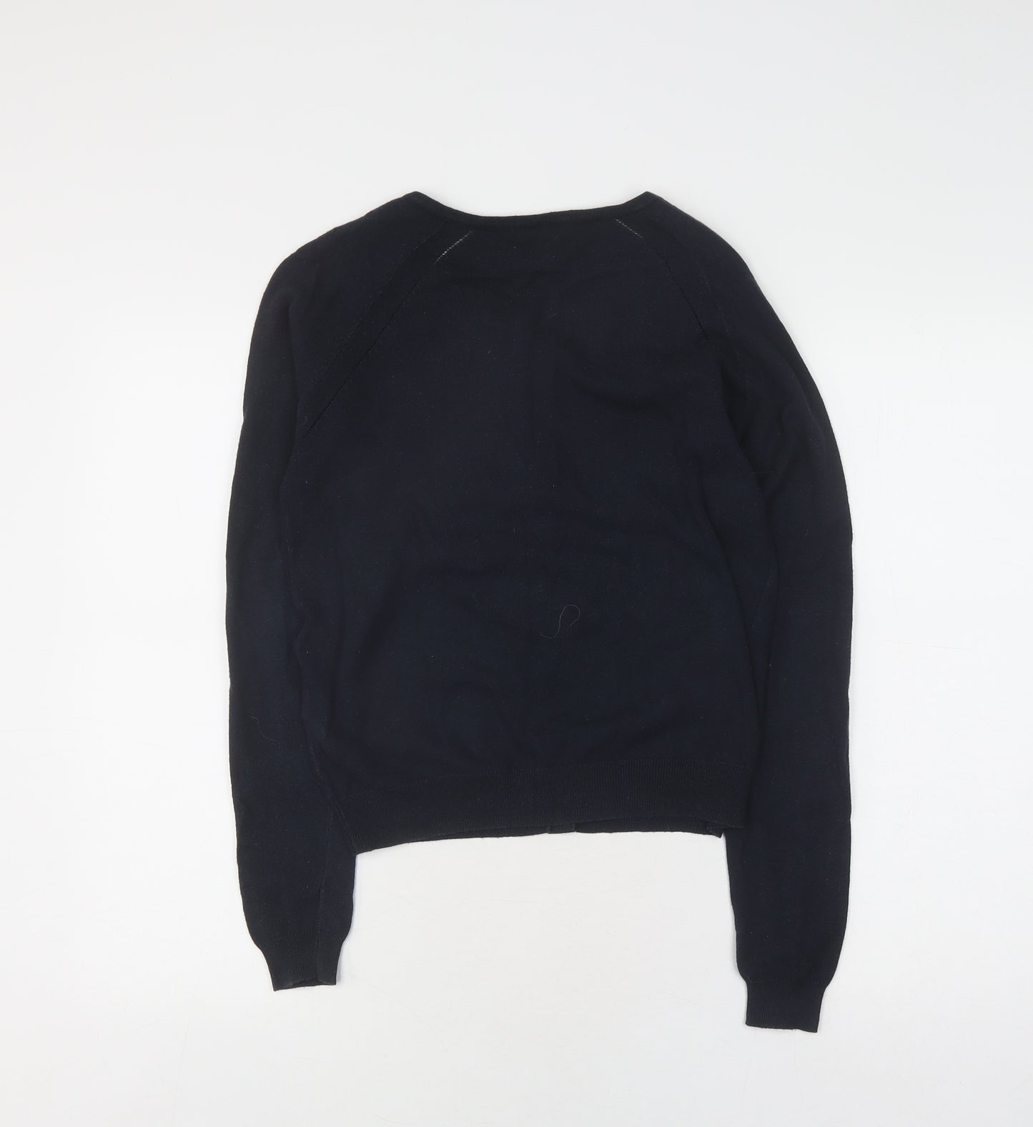 Next Women's Black Cardigan Size 8 Cotton Crew Neck