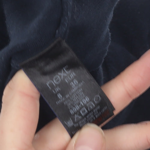 Next Women's Black Cardigan Size 8 Cotton Crew Neck