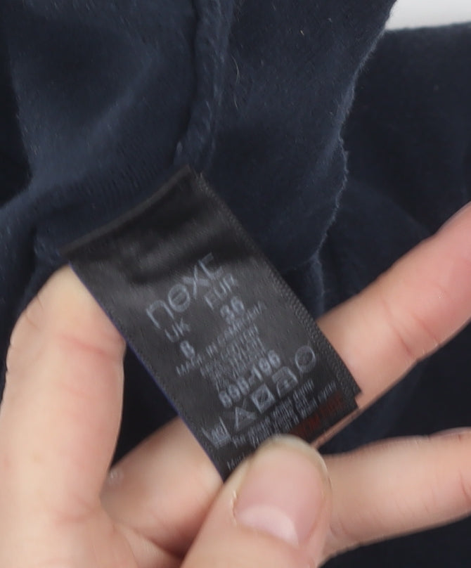 Next Women's Black Cardigan Size 8 Cotton Crew Neck