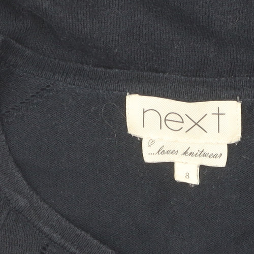 Next Women's Black Cardigan Size 8 Cotton Crew Neck