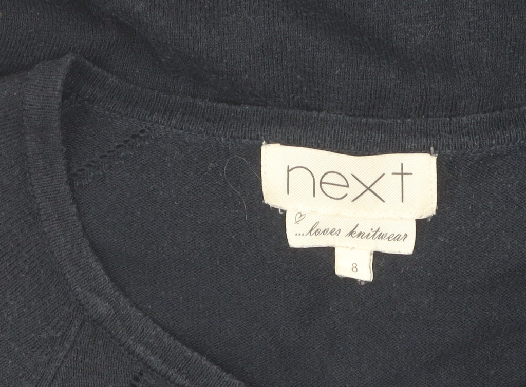 Next Women's Black Cardigan Size 8 Cotton Crew Neck